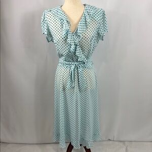 Covington Polka Dot Ruffle Light Blue Dress, Size 10